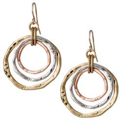 3 Circle Boho Antiqued 3 Tone Earrings for Women | SPUNKYsoul Collection