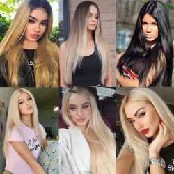 Hair Extension No Clip Long Short Straight Hairpiece Blonde For Women