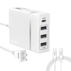 72W USB Wall Charger with Type-C 60W Power Delivery