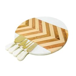 Marble cheese board with acacia wood