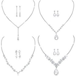 Rhinestone Necklace Earrings Jewelry Set