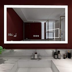 Lighted Bathroom Mirror with Weather and Defogger