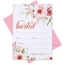25 Invites Floral Fill-in Party Invitations