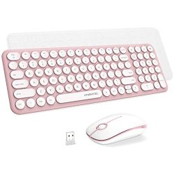 Retro Wireless Keyboard and Mouse Pink Combo