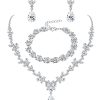 Rhinestone Necklace Dangle Earrings Bracelet