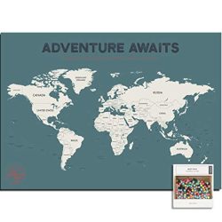 World Travel Push Pin World Map Poster