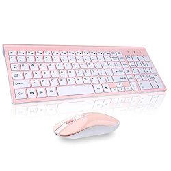 Ultra-Thin Compact Full Size Wireless Keyboard and Mouse Set