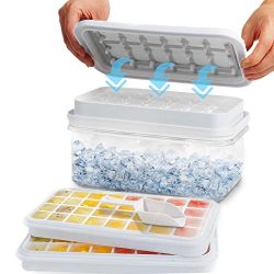 Freezer Silicone Ice Cube Tray with Lid and Bin