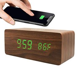Wooden Wireless Charger with Alarm Clock