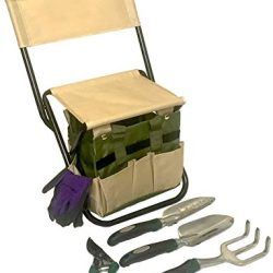 Folding Stool Gardening Chair Kneeler with Backing