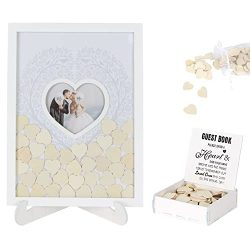 Wedding Guest Book Frame with 85 Hearts