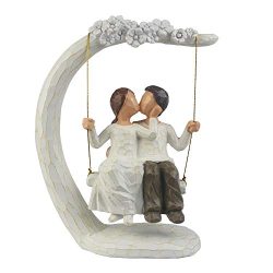 Wedding Hand Painted Sweet Loving Together Couple Sculpture