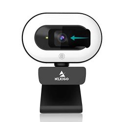 1080P Webcam with Ring Light and Privacy Cover