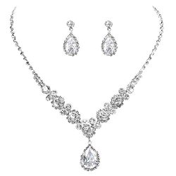 Bride Jewelry Set Silver Crystal