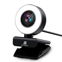 Webcam with Ring Light and Microphone Streaming Ready