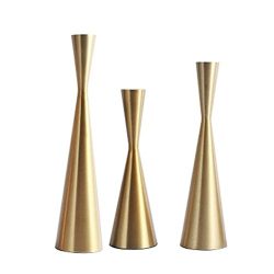 Wedding Set of 3 Brass Gold Metal Taper Candle Candlestick