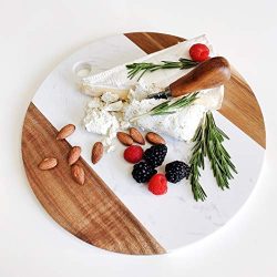 Marble Cheese Board with Acacia Accent