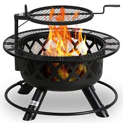 Wood Burning Fire Pit with Quick Removable Cooking Grill