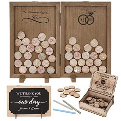 Rustic Wedding Guest Book with 3 Pens & 80 Circles