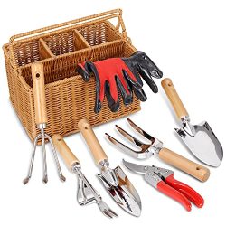 Gardening Hand Tools with Storage Organizer Basket