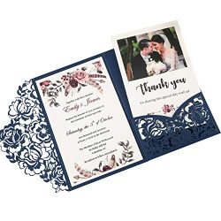 Blue Wedding Invitations Kits Laser Cut