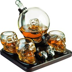 Skull Wine & Whiskey Globe Decanter Set