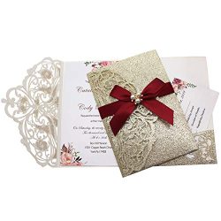 Tri-Fold Glitter Wedding Invitations