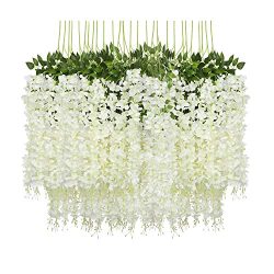 24 Pack Artificial Wisteria Hanging Flowers