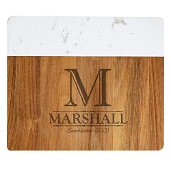 Personalized Monogram Marble Wood Cheese Board