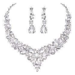 Crystal Necklace and Earrings Jewelry Set