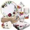 Disposable Floral Paper Plates Gold Foil