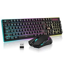 LED Backlit Wireless Gaming Keyboard and Mouse Combo