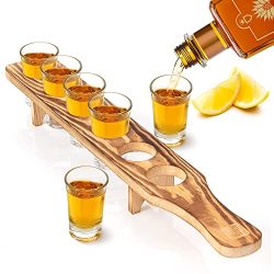 Tequila Shot Glass with Wooden Holder
