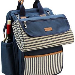 Wooden Wide Open Picnic Backpack Bag