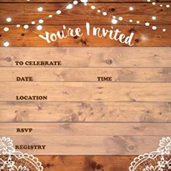 25 rustic invitations & 25 envelopes for wedding
