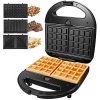 3-in-1 Sandwich Maker with removable non-stick plates for paninis, waffles, and grilled sandwiches. 