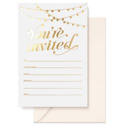 25 Gold Foil Wedding Invitations with Envelopes