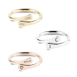 Stackable Custom Initials Ring Engraved