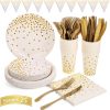 Wedding 150PCS Golden Dot Disposable Party Dinnerware