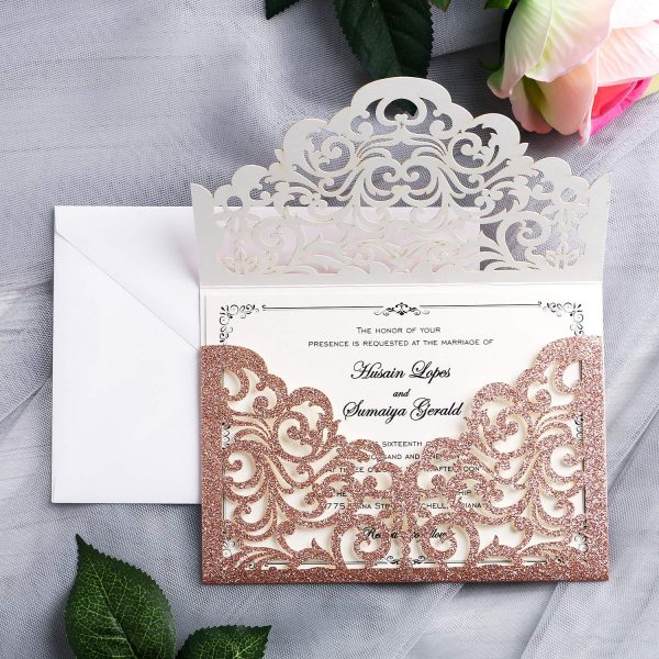 Laser Cut Wedding Invitation Card with Envelope