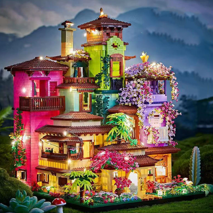 7080PCS Magic Castle Sakura House Building Blocks Set – LED-Lit City Street Model for Advanced Builders and Collectors.