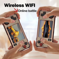 MIYOO A30 Handheld Game Console in vibrant colors, featuring a 2.8-inch IPS screen, 64GB storage, and support for various retro games.