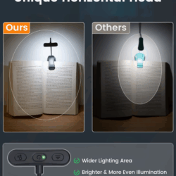Eye Caring Horizontal ET-Head Book Light | Dimmable USB Rechargeable Bedside Reading Lamp for Nighttime & Bedtime Use