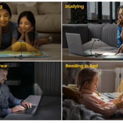 Eye Caring Horizontal ET-Head Book Light | Dimmable USB Rechargeable Bedside Reading Lamp for Nighttime & Bedtime Use