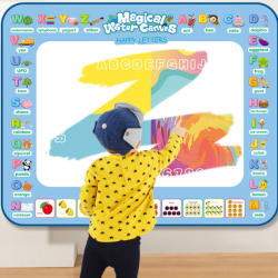 100x80CM Magic Water Drawing Mat with reusable magic pens and educational accessories, perfect for mess-free creativity and learning.