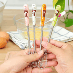 Compact Stainless Steel Egg Beater with Ceramic Handle – Perfect for Coffee & Milk Frothing