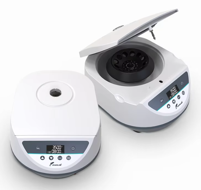 Digital Blood Centrifuge with safety lid-lock and multiple rotor options for efficient PRP and plasma separation in medical labs. 