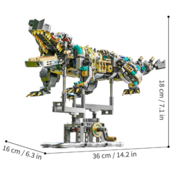 Mechanical Shark Building Set - 687 Pieces of Eco-Friendly Blocks with Display Stand and LED Lights for Kids Aged 6-8