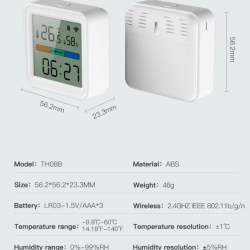 Smart WiFi Temperature and Humidity Sensor with Backlight Display