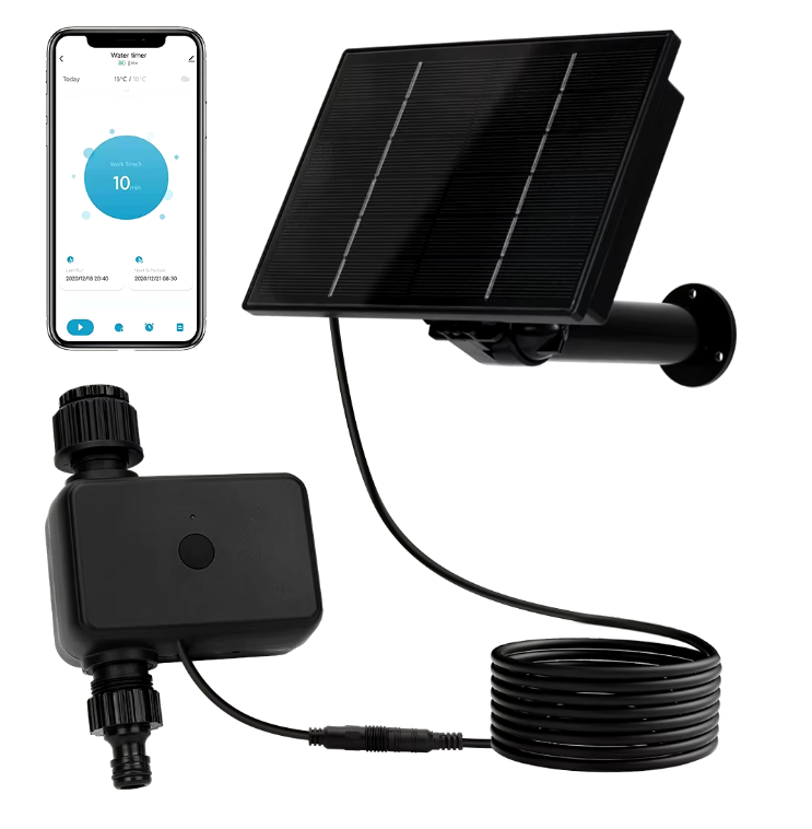 Solar Smart Irrigation Kit with WiFi control for efficient watering of gardens and balconies, featuring a durable design and solar-powered operation. 